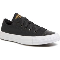 Trampki CONVERSE - Ctas Ox 167225C Black/White/Gold. Czarne półbuty damskie Converse, bez wzorów, z gumy, bez zapięcia. W wyprzedaży za 239,00 zł.