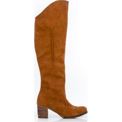 Kozaki za kolano - skóra naturalna - model 189 - kolor rudy nubuk. Czerwone kozaki damskie Zapato, ze skóry, za kolano, bez obcasa, bez zapięcia. Za 499,00 zł.