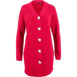 Sweter rozpinany, długi rękaw bonprix czerwony. Czerwone swetry damskie bonprix, bez wzorów, z długim rękawem, długie, bez kaptura. Za 49,99 zł.