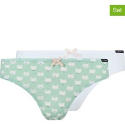 Figi (2 pary) w kolorze miętowym i białym. Niebieskie majtki dziewczęce Skiny Girls, z bawełny. W wyprzedaży za 25,95 zł.