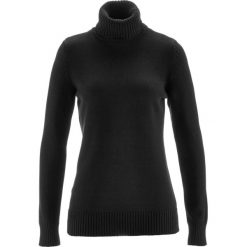 Sweter bawełniany z golfem bonprix czarny. Czarne swetry damskie bonprix, bez wzorów, z bawełny, bez rękawów. Za 59,99 zł.