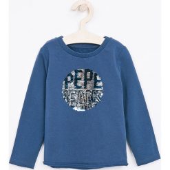 Pepe Jeans - Bluza dziecięca Gala 104-180 cm. Niebieskie bluzy dziewczęce Pepe Jeans, z nadrukiem, z elastanu, bez rękawów, bez kaptura. W wyprzedaży za 99,90 zł.