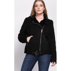 Czarna Ramoneska Finish. Czarne kurtki damskie Born2be, na zimę, s, bez wzorów, bez kaptura. Za 169,99 zł.