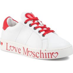 Sneakersy LOVE MOSCHINO - JA15033G1AIF110C Bianco/Rosso. Białe półbuty damskie Love Moschino, ze skóry ekologicznej. Za 799,00 zł.