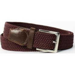 Elegancki pleciony pasek męski SOLIER SB08 ciemny brąz - Brązowy. Pomarańczowe paski męskie Solier, w paski, z jeansu, eleganckie. Za 44,99 zł.