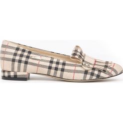 Balerinki z frędzlami - skóra naturalna - model 046 - kolor beżowa kratka. Brązowe baleriny damskie Zapato, w kratkę, z jeansu, klasyczne, bez obcasa, na obcasie. Za 299,00 zł.