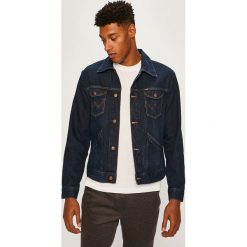 Wrangler - Kurtka jeansowa. Niebieskie płaszcze męskie Wrangler, s, bez wzorów, z bawełny, krótkie, bez kaptura. W wyprzedaży za 399,90 zł.