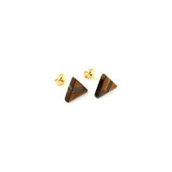 Earrings Tygrysie Oko trójkąty. Pomarańczowe kolczyki damskie marki Brazi druse jewelry, złote, na sztyftcie. Za 170,00 zł.