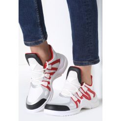 Biało-Czerwone Sneakersy Life Must Go On. Białe sneakersy damskie marki other, z materiału. Za 109,99 zł.