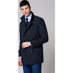 Płaszcz C.Granatowy Apollos. Niebieskie płaszcze męskie LANCERTO, na zimę, m, bez wzorów, z tkaniny, eleganckie, bez kaptura. W wyprzedaży za 639,90 zł.