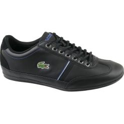 Lacoste Misano Sport 118 1 CAM00831Z2. Czarne buty sportowe męskie Lacoste, ze skóry, bez zapięcia. W wyprzedaży za 399,99 zł.