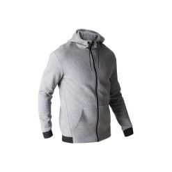 Bluza na zamek z kapturem Gym & Pilates 560 męska. Szare bluzy męskie DOMYOS, m, bez wzorów, z bawełny, z kapturem, bez rękawów, z kapturem. Za 109,99 zł.