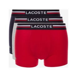 Lacoste 3-pack Bokserki Niebieski Czerwony Szary. Szare bokserki męskie Lacoste, bez wzorów, z elastanu. Za 197,95 zł.