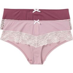 Figi "panty" (2 pary) bonprix jeżynowo-pudrowy + różowobrązowo-pudrowy. Fioletowe panty damskie bonprix. Za 49,98 zł.