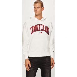 Tommy Jeans - Bluza. Białe bluzy męskie Tommy Jeans, s, z aplikacjami, z bawełny, z kapturem, bez rękawów, z kapturem. W wyprzedaży za 299,90 zł.