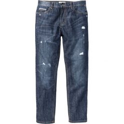 Jeansy męskie: Dżinsy z odblaskowymi paskami Classic Fit Tapered bonprix ciemnoniebieski