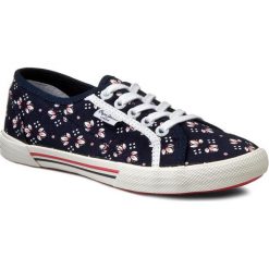 Tenisówki PEPE JEANS - Aberlady Fish Print PLS30270 Sailor 580. Niebieskie półbuty damskie Pepe Jeans, bez wzorów, z jeansu, bez zapięcia. W wyprzedaży za 169,00 zł.