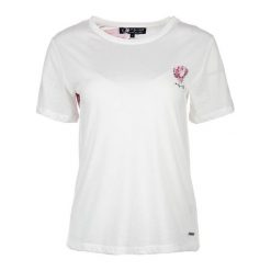 Pepe Jeans T-Shirt Damski Vanessa L Kremowy. Białe bluzki damskie Pepe Jeans, l, z nadrukiem, z jeansu, bez kołnierzyka, bez rękawów. W wyprzedaży za 174,00 zł.