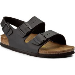 Sandały BIRKENSTOCK - Milano 034793 Schwarz. Czarne klapki damskie Birkenstock, bez wzorów, ze skóry ekologicznej, bez obcasa. Za 289,00 zł.
