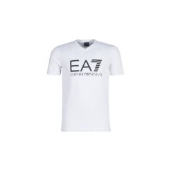 T-shirty z krótkim rękawem Emporio Armani EA7 TRAIN LOGO SERIES. Białe t-shirty męskie marki Emporio Armani EA7, s, bez wzorów, bez kołnierzyka, krótkie. Za 289,00 zł.