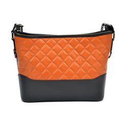 Torebki klasyczne damskie: Skórzana torebka w kolorze jasnobrązowo-czarnym – (S)22,5 x (W)34 x (G)8,5 cm