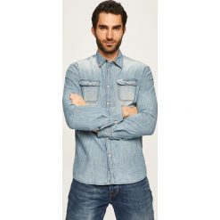 Guess Jeans - Koszula. Niebieskie koszule męskie Guess Jeans, s, z aplikacjami, z elastanu, klasyczne, z klasycznym kołnierzykiem, z długim rękawem. Za 369,90 zł.