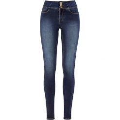 Happy Holly Dżinsy Janice push up dark denim female niebieski 34R. Niebieskie jeansy damskie Happy Holly, l, bez wzorów, z denimu, z podwyższonym stanem. W wyprzedaży za 60,00 zł.