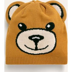 Moschino - Czapka. Żółte czapki damskie MOSCHINO, na zimę, z wełny. W wyprzedaży za 239,90 zł.