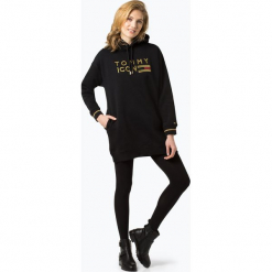 Tommy Hilfiger - Sukienka damska – Tommy Icons Fleece Dress, czarny. Czarne sukienki balowe marki TOMMY HILFIGER, s, z długim rękawem, mini. Za 599,95 zł.