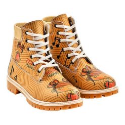 Trapery w kolorze brązowym ze wzorem. Pomarańczowe buty trekkingowe damskie Streetfly, na sznurówki. W wyprzedaży za 219,95 zł.