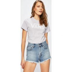Vans - Top. Fioletowe topy damskie marki Vans, s, z nadrukiem, z bawełny, z okrągłym kołnierzem. Za 109,90 zł.