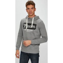 Tom Tailor Denim - Bluza. Szare bejsbolówki męskie TOM TAILOR DENIM, l, z nadrukiem, z bawełny, z kapturem. W wyprzedaży za 99,90 zł.
