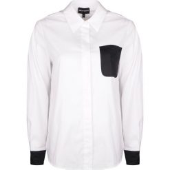 Emporio Armani Koszula. Koszulki damskie Emporio Armani, na co dzień, bez wzorów, z tkaniny, polo, z długim rękawem. Za 389,00 zł.