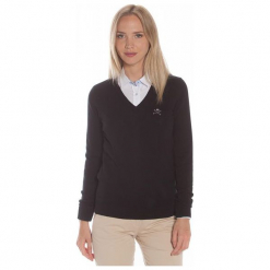 Polo Club C.H.A Sweter Damski S Czarny. Czarne swetry damskie marki Polo Club C.H..A, s, bez wzorów, bez rękawów, bez kaptura. W wyprzedaży za 239,00 zł.