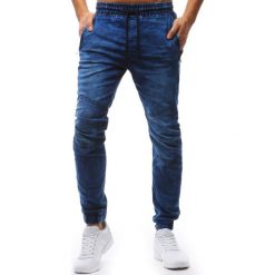 Spodnie męskie: Joggery męskie denim look niebieskie (ux1238)