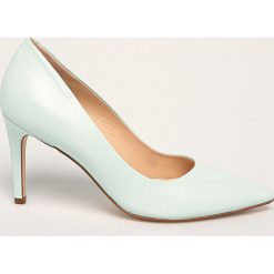 Solo Femme - Szpilki skórzane. Niebieskie szpilki Solo Femme, bez wzorów, ze skóry, bez obcasa, na obcasie, bez zapięcia. Za 339,90 zł.