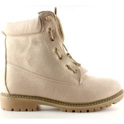 Brązowe Zamszowe balmanki gładkie beżowe NC50 Beige. Pomarańczowe botki damskie ButyModne, z zamszu, eleganckie, bez obcasa, bez zapięcia. W wyprzedaży za 128,25 zł.