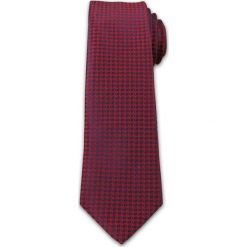 Wyrazisty Krawat Męski- Chattier- 6,7 cm - Oryginalny Wzór, Czerwono-Granatowy KRCH1006. Czerwone krawaty męskie Chattier, bez wzorów, z tkaniny, eleganckie. Za 39,00 zł.