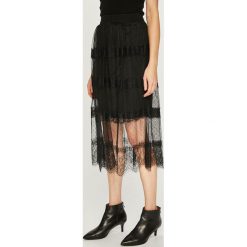 Answear - Spódnica. Czarne spódniczki damskie ANSWEAR, s, bez wzorów, z poliesteru, midi, rozkloszowane. W wyprzedaży za 69,90 zł.