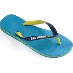 Havaianas - Japonki. Niebieskie klapki damskie Havaianas, bez wzorów, z gumy, bez obcasa, na płaskiej podeszwie. W wyprzedaży za 79,90 zł.
