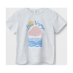 Mango Kids - T-shirt dziecięcy Voyage 80-104 cm. Szare bluzki dziewczęce Mango Kids, z aplikacjami, z bawełny, z okrągłym kołnierzem, z krótkim rękawem, krótkie, bez kaptura. Za 45,90 zł.