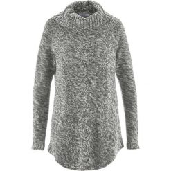 Sweter poncho, długi rękaw bonprix antracytowy melanż. Szare swetry damskie bonprix, bez wzorów, z długim rękawem, długie, bez kaptura. Za 89,99 zł.