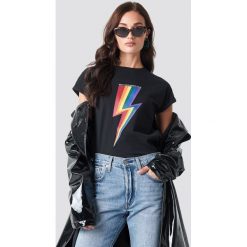 Rut&Circle T-shirt Rainbow Flash - Black. Czarne t-shirty damskie Rut&Circle, z materiału, z okrągłym kołnierzem. Za 104,95 zł.