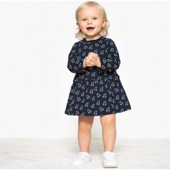 Sukienka z nadrukiem z moltonu,1 miesiąc - 3 latka, Oeko Tex. Szare sukienki niemowlęce marki La Redoute Collections, z nadrukiem, z bawełny, z długim rękawem, długie, maxi. Za 52,88 zł.