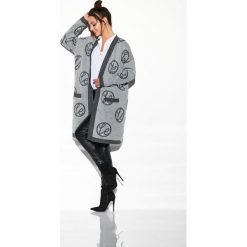 Kardigan monogramy jasnoszary. Szare swetry damskie Lemoniade, s, bez wzorów. Za 169,90 zł.