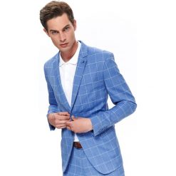 Marynarka w kratę dopasowana. Niebieskie marynarki męskie Top Secret, na lato, m, bez wzorów, z tkaniny, eleganckie. W wyprzedaży za 169,99 zł.