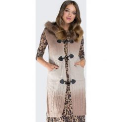 Kamizelka damska 87-9F-036-0. Brązowe kamizelki damskie Wittchen, bez wzorów, z wełny, eleganckie, długie, z kapturem. Za 479,00 zł.