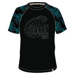 Koszulki sportowe męskie: IGUANA Koszulka Męska Baako Black/Shaded Spruce Print/Logo Print r. L