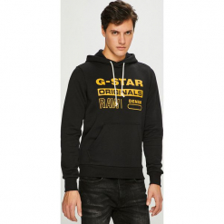 G-Star Raw - Bluza. Czarne bluzy męskie G-Star RAW, xl, z nadrukiem, z elastanu, retro, z kapturem, bez rękawów, z kapturem. W wyprzedaży za 299,90 zł.