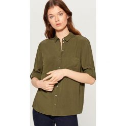 Koszula z podwijanymi rękawami - Khaki. Brązowe koszule damskie marki Mohito. Za 79,99 zł.